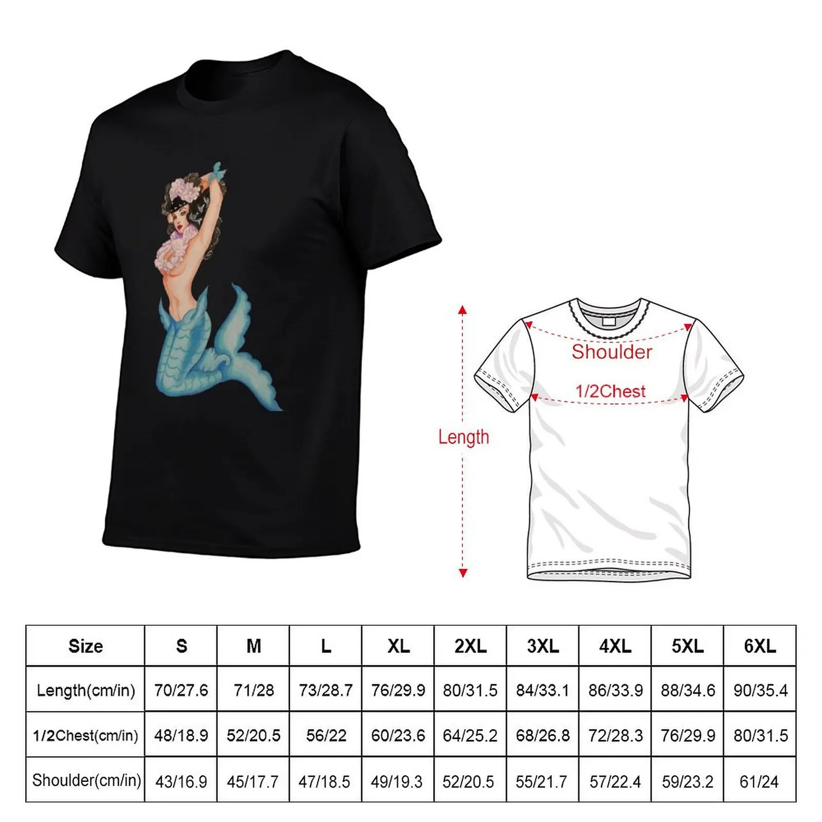 Mermaid Pinup T-Shirt Soft Cotton Print T-Shirt
