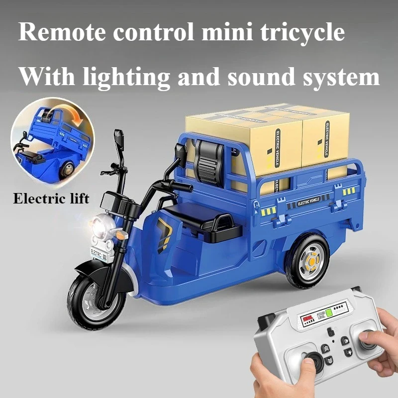 Kawaii Mini Remote Control Tricycle Toy with Light Sound 2.4G Simulation RC Vehicle Kids Birthday Party Favors Classroom Prizes