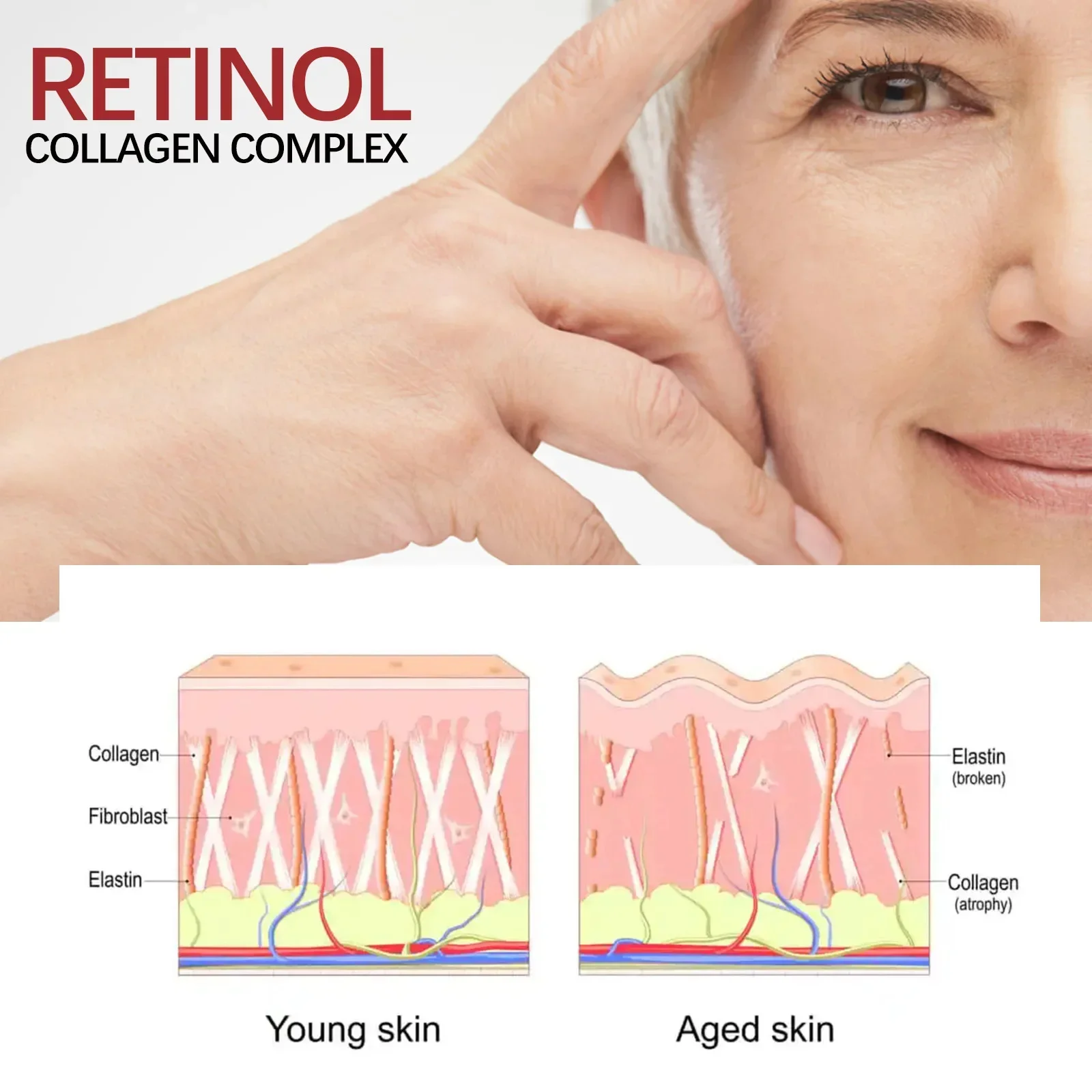 Retinol Wrinkle Removal Facial Kit Instant Firming Enhancement Anti Aging Serum Fading Fine Line Whitening Korean Skincare