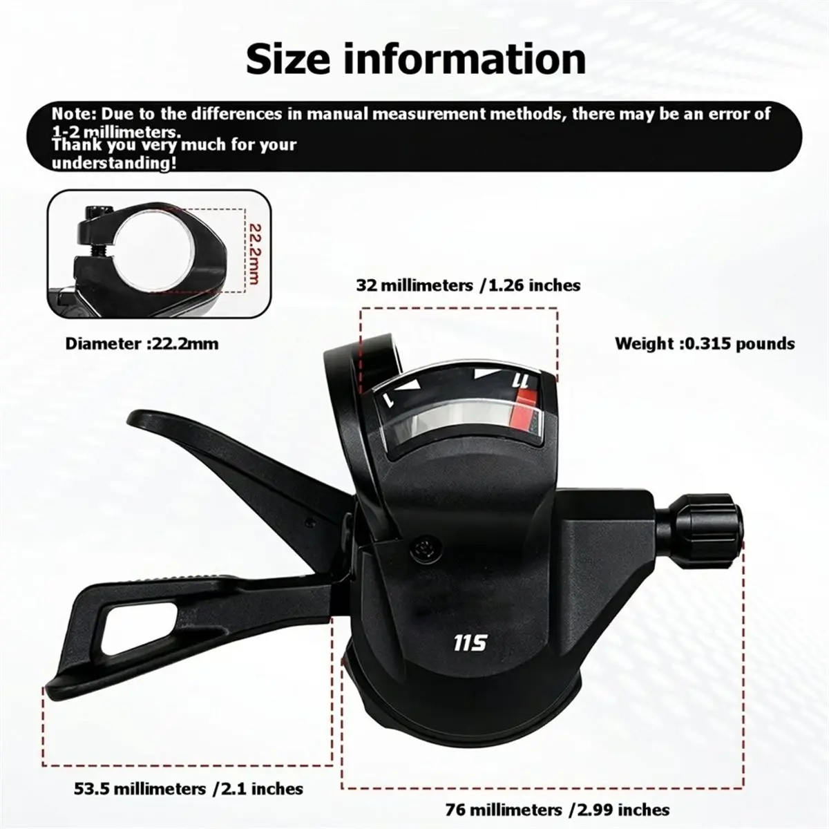 11-Speed Mountain Bike Trigger Shifter, Right Rear Bicycle-Gear Shifter Lever with Shift Cable for MTB Replacement