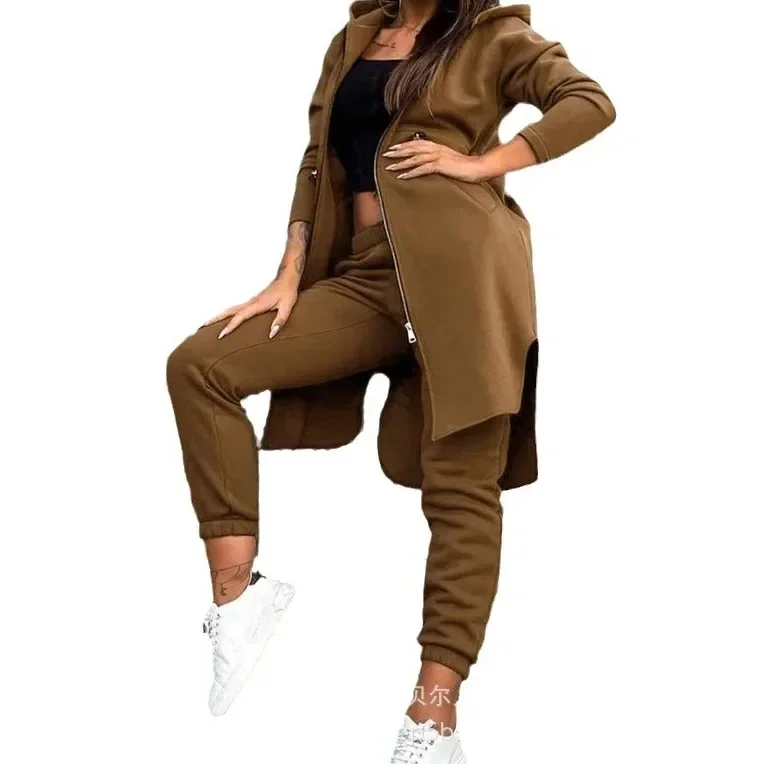 Pants Set Women Tracksuit Zipper Hooded Coat Two Piece Set Hoodies Pant Sets Elastic Waist Trousers Straight Autumn 2023 Sport