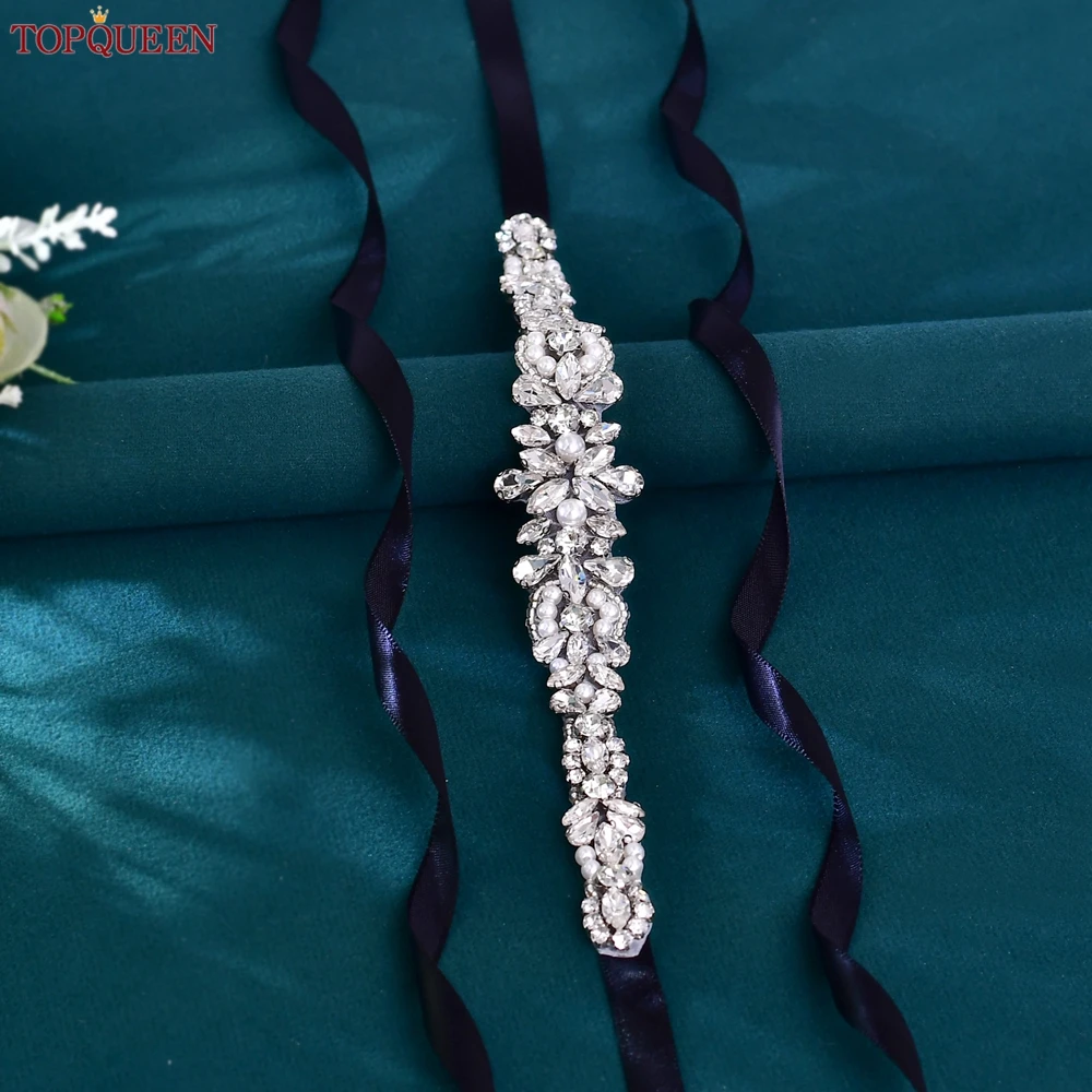 TOPQUEEN Vrouwen Kristallen Riem Strass Bruiloft Sjerp Avondjurk Accessoires Bruidsriem Applique Bruidsmeisje Riem Gift S93A