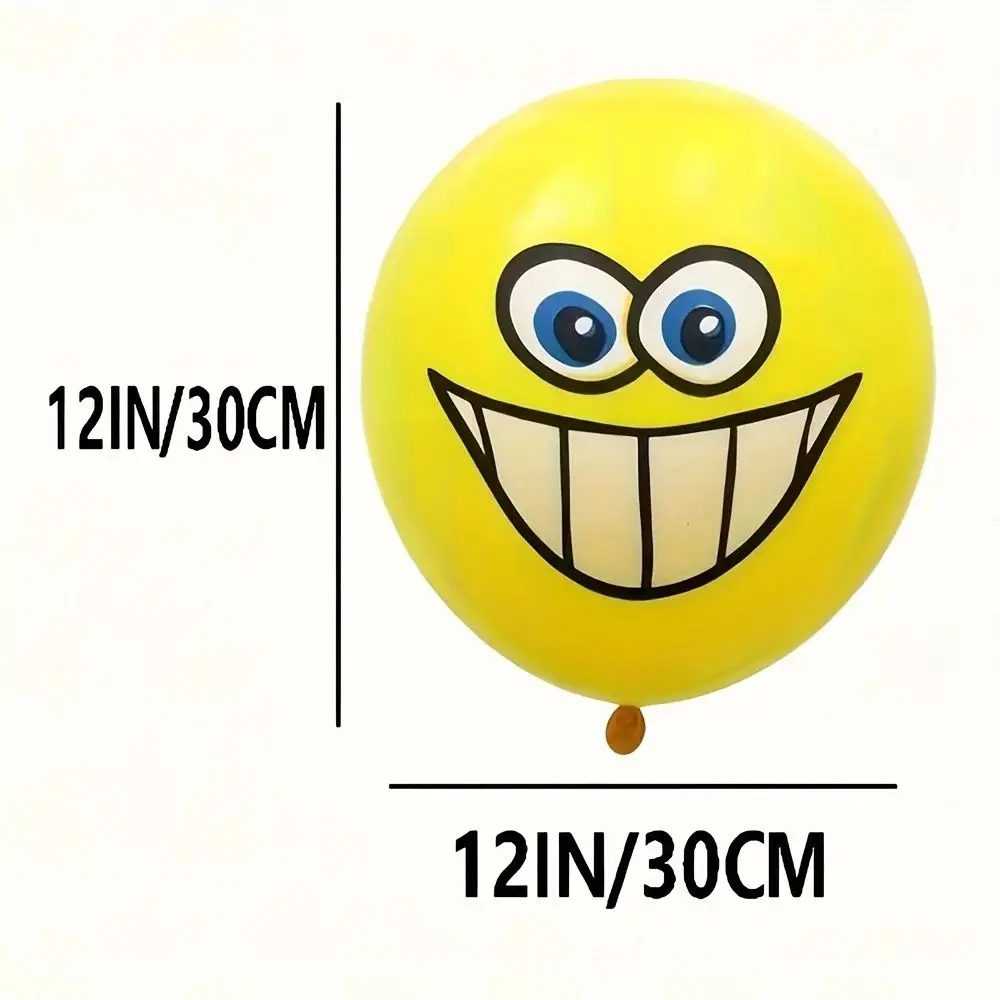 10pcs 12 inch Latex Balloons, Cute and Funny Big Eyed Smiley Face Balloons, Birthday Party, Christmas and Halloween Decorations