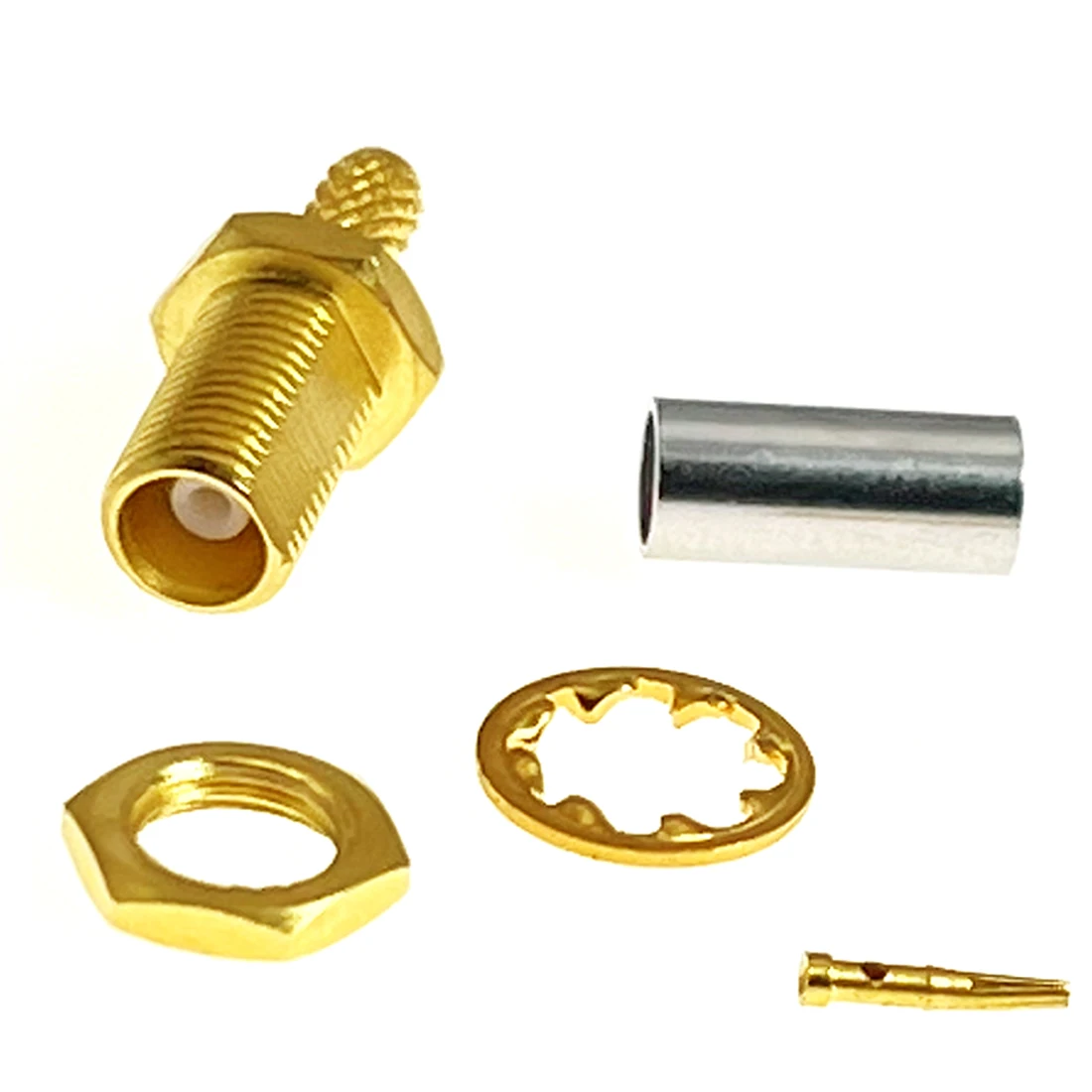 

1pc New MCX Female Jack Bulkhead Nut RF Coax Connector Crimp for RG316 RG174 LMR100 Straight Goldplated Wholesale
