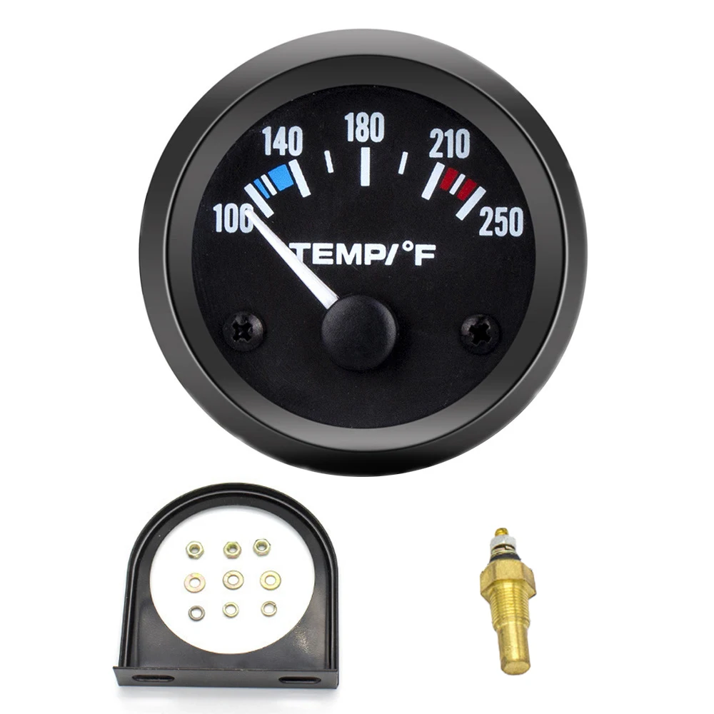 

2 Inch 52mm Black Water Temperature Gauge 100-250 Fahrenheit 12V Car Truck SUV Boat Kit with White LED Backlight Temperature