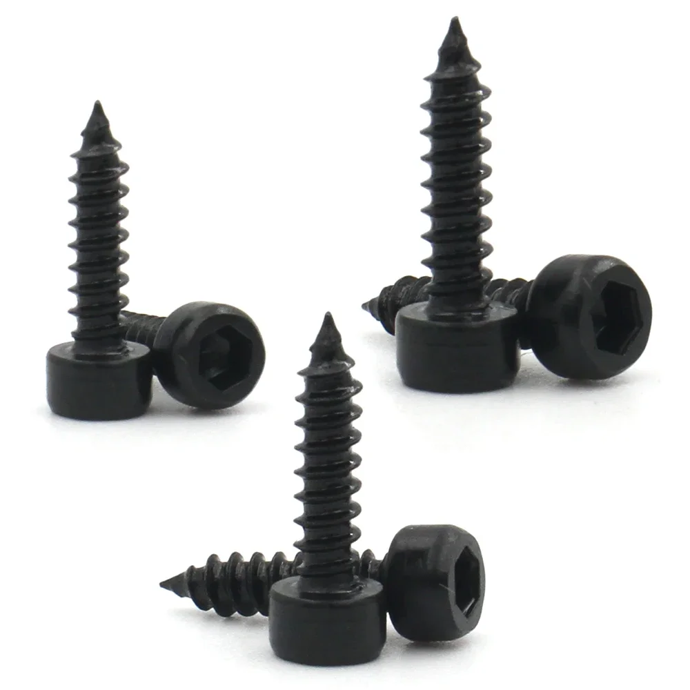 10/20/50pcs M1.7 M2 M2.2 M2.3 M2.5 M2.6 M3 M3.5 M4 M5 검정색 탄소강 육각형 육각 소켓 캡 헤드 셀프 태핑 모델 나사