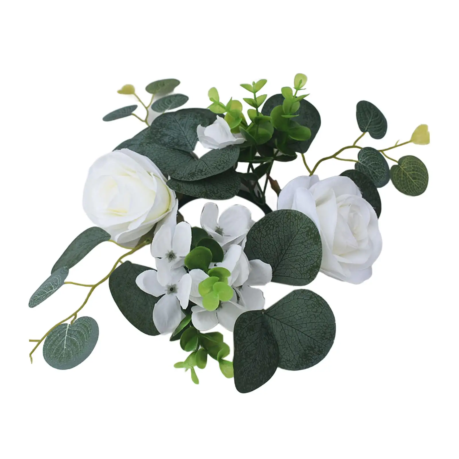 Candle Ring Wreath Artificial Eucalyptus Garland for Tabletop Decor Greenery Farmhouse Style Wedding Party Home Christmas