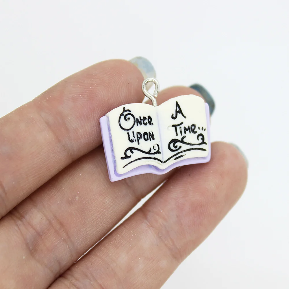 Yamily 10Pcs/Resin Book Charm Fairy Tale Flat Once Upon A time.. Pendant Jewelry For DIY Earring Bracelet Keychain Making