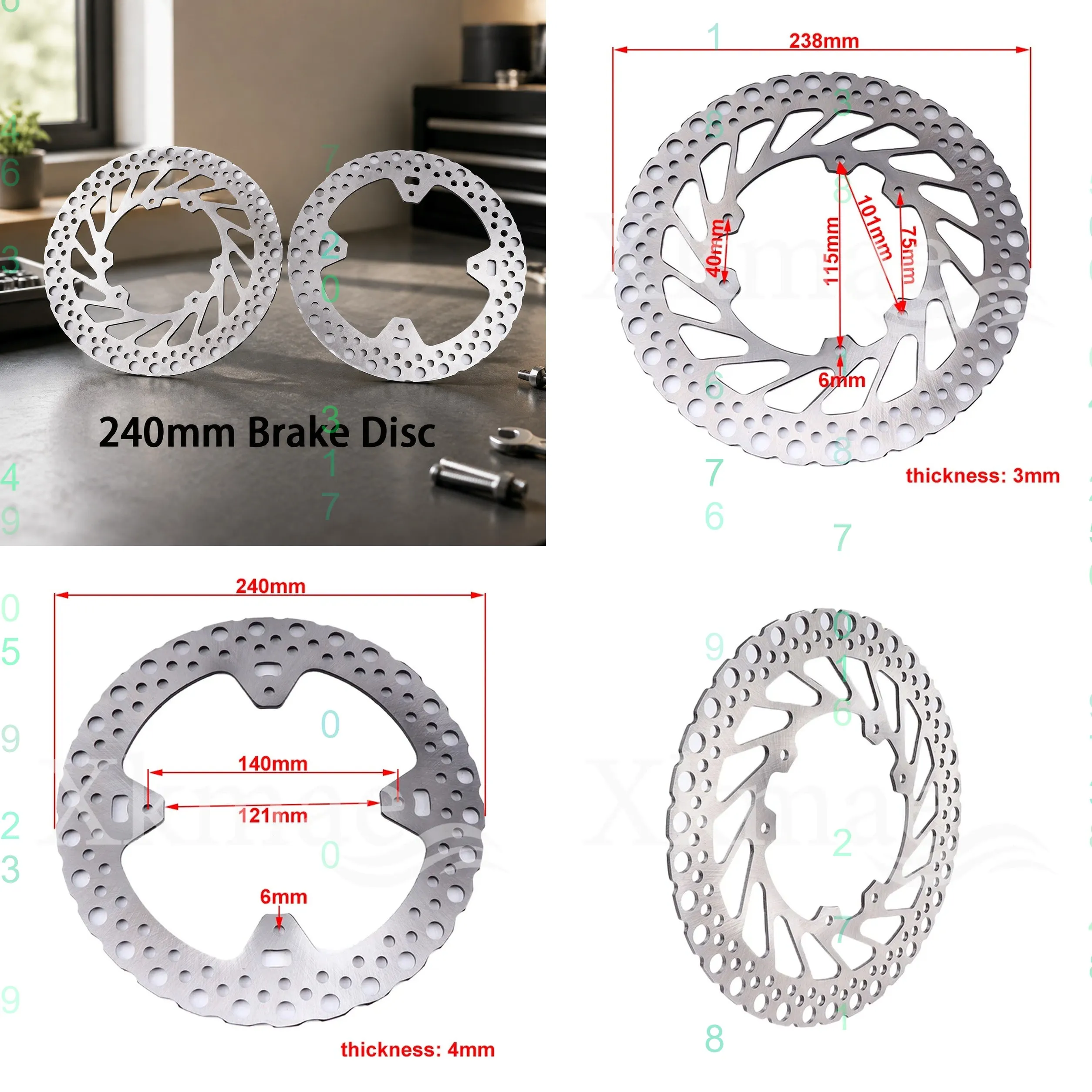 240mm Motorcycle Brake Disc Retro Rotor for CR125 CRF250 CRF450 E R X 2002-2008 Front Rear Brake Disc