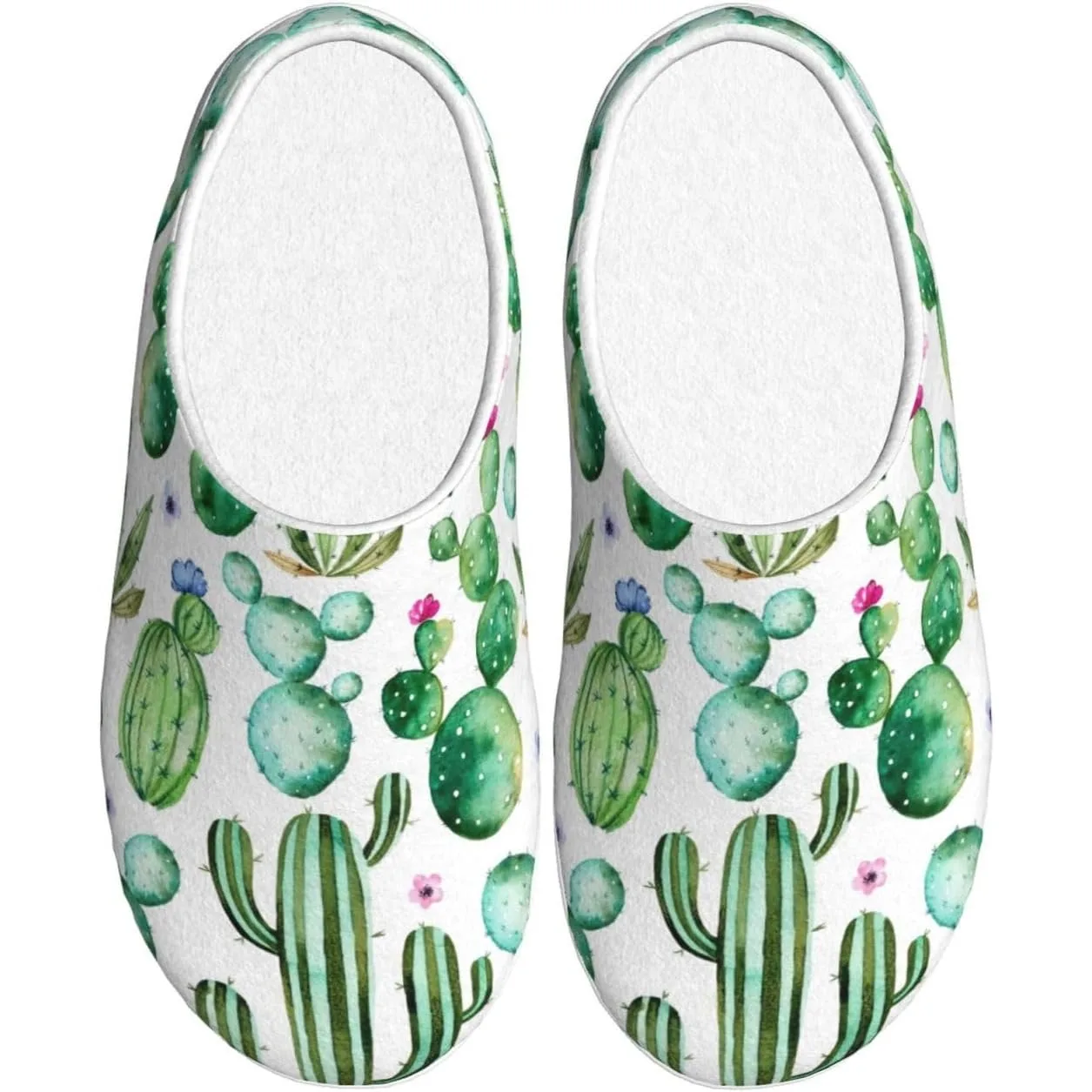 

Tropical Cactus Flannel TPR Cotton Non-Slip House Slippers For Women Men