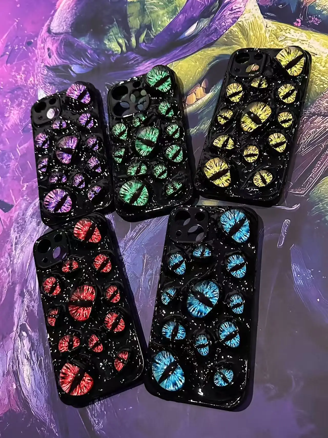 

HorrorEyeArt Punk Glowing Cat Eye Phone Case for 16 15 14 12 Mini 11 SE 8 Plus X XR XS iPhone Case Samsung Phone Case