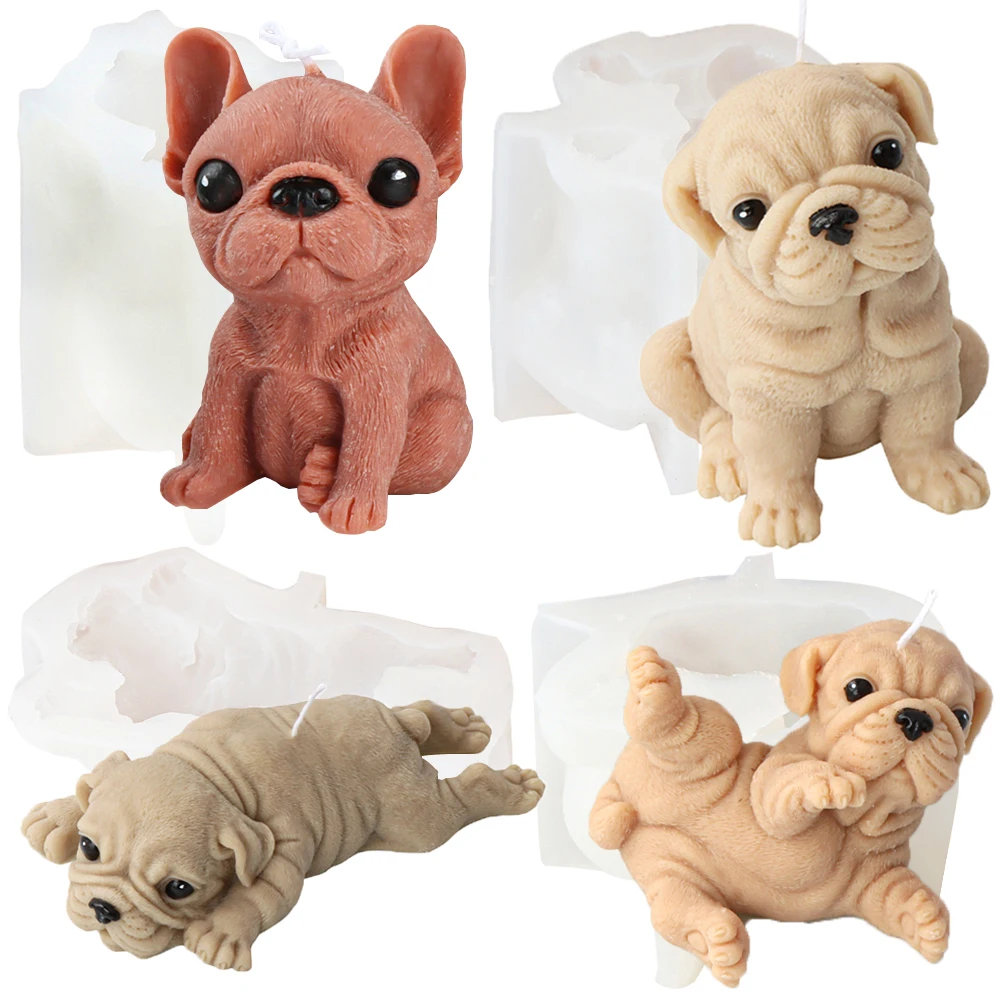 3D Pies Silikonowe Formy do Świec Shar Pei Puppy Zapachowe Gipsowe Mydło Czekoladowe Ciasto Pieczenie Fondant Formy DIY Ainmal Making Mold