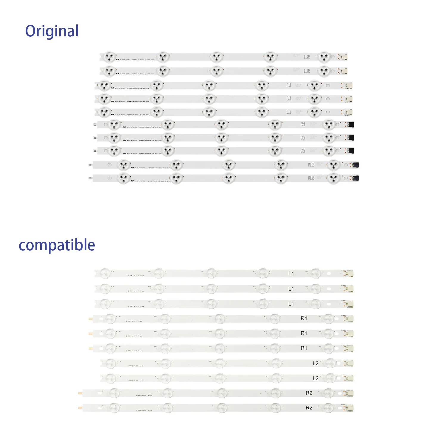 50pcs/5set New LED Backlight strip For LG 6916L-1509A 1510A 1511A 1512A 42LN5700 42LA615V 42LN5708 P42D23-00