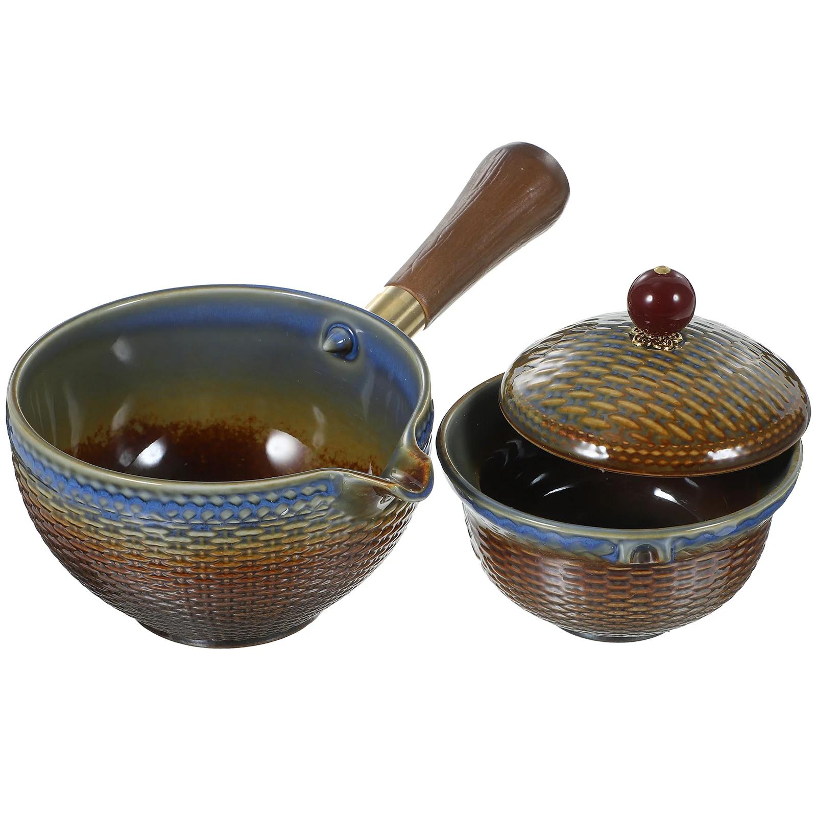 

Ceramic Teapot Side Handle 360 Rotation Ceramic Wood Material Gongfu Tea Pot Home Decor Gongfu Tea Pot