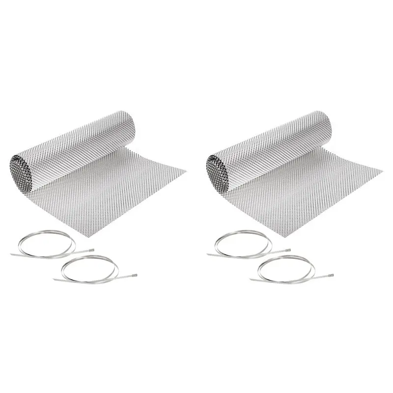 

2X Exhaust Heat Shield Automotive,15 X 39Inch Embossed Aluminum Heat Shield Muffler Exhaust Wrap With Two Cable Zip Ties-LICG