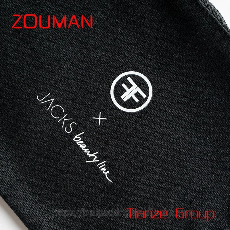 Custom , Custom Logo Printed Cotton Zipper Bag For Cosmetic Thick Canvas Zipper Pouch