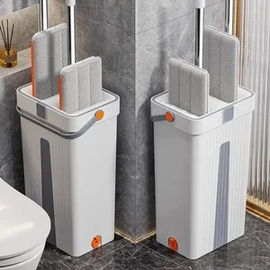 360-Degree Rotating Hand Free Mop, 33cm Flat Floor Cleaning System with Bucket, Washable Microfiber Lazy Cleaning Tool for Home 10 best sales mop with bucket - №8