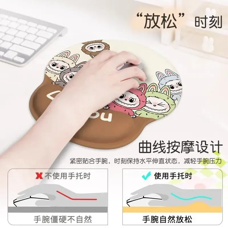 New Cartoon Labubu Mouse Pad Ins Kawaii Anime Rubber Wristband Desk Pad Holiday Gifts