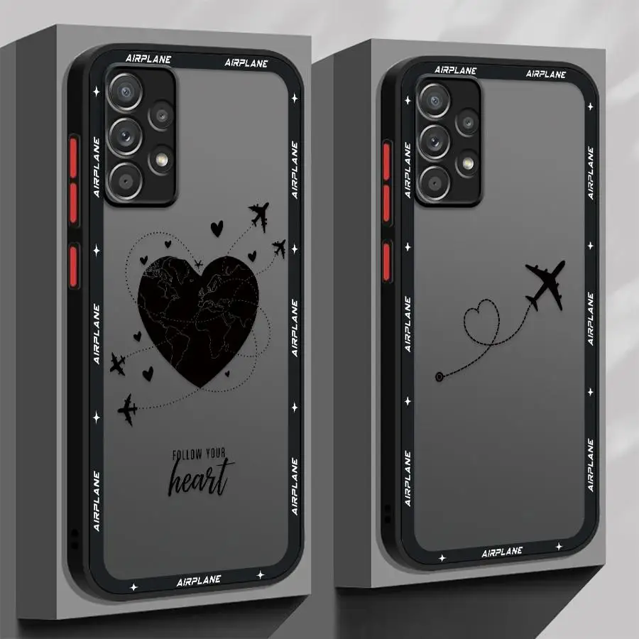 Love Airplane Art Case for Samsung Galaxy A16 A15 A34 A36 A14 A23 A35 A17 A52 A56 A55 A52S A72 A73 A33 A53 A54 Phone Cover 