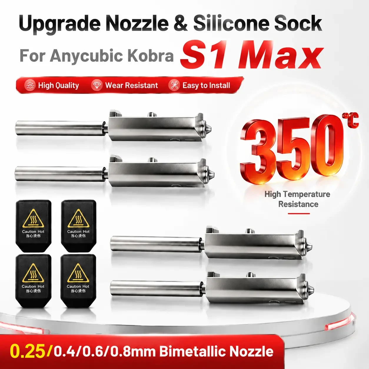 Upgrade Bimetallic Nozzle For Anycubic S1 Max/Combo Print Head Assembly with Silicone Sock for Anycubic Kobra S1 Max Combo Parts