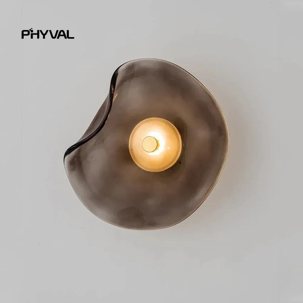 

Nordic LED Glass Wall Sconce Smoke Gray Decorative Lights For Bedroom Bedside Living Room Hallway Staircase Interior Luminaries