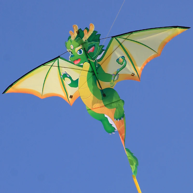 Yongjian Green Chinese Dragon Kite Upgraded Hot Cut Craft Cartoon Kite Suitable for Beginners  With 50m kite string