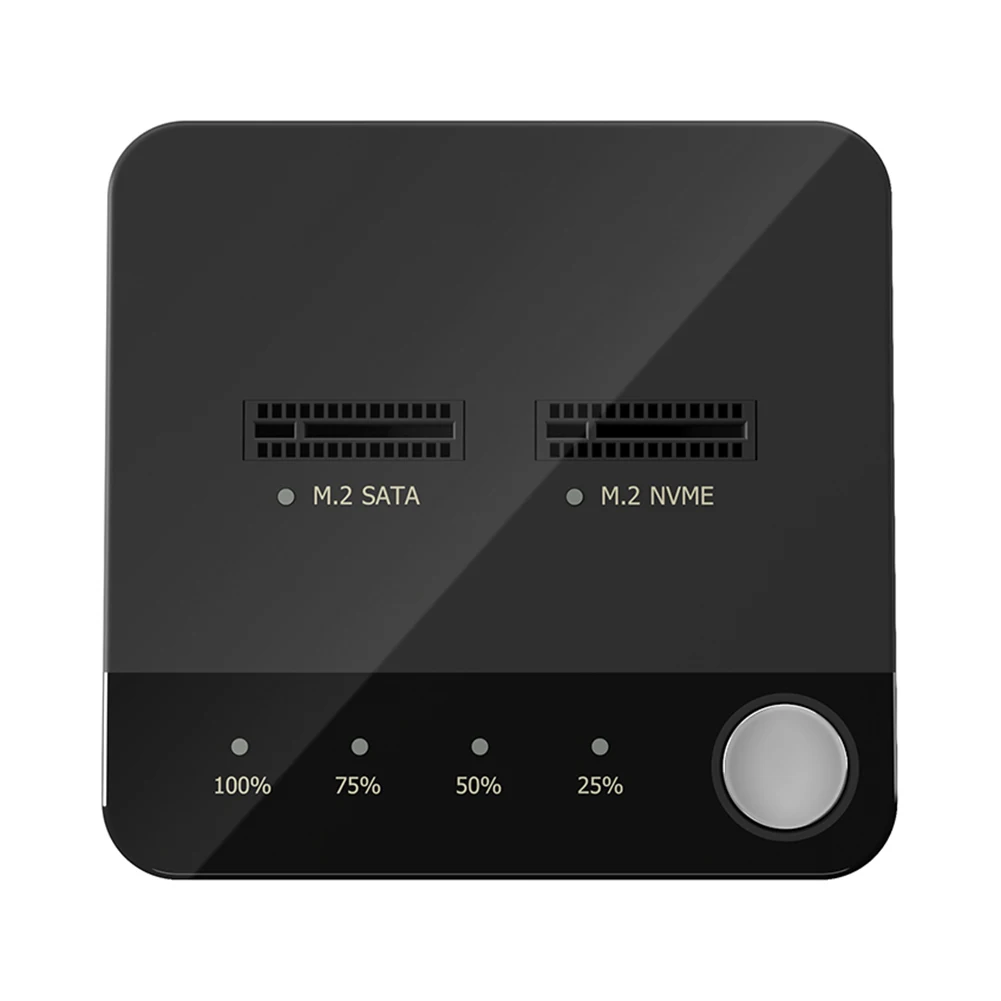 

M.2 SATA/NVMe Dual-Bay Hard Disk Copier with LED Indicator Hard Drive Docking Station M.2 SSD Duplicator Reading for Store Data
