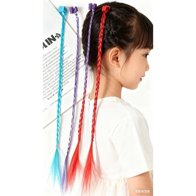 

Красочный парик с хвостиком, заколка для волос для маленьких девочек, вечерние наряды для фотосессии, реквизит для выступлений, нарядные головные уборы