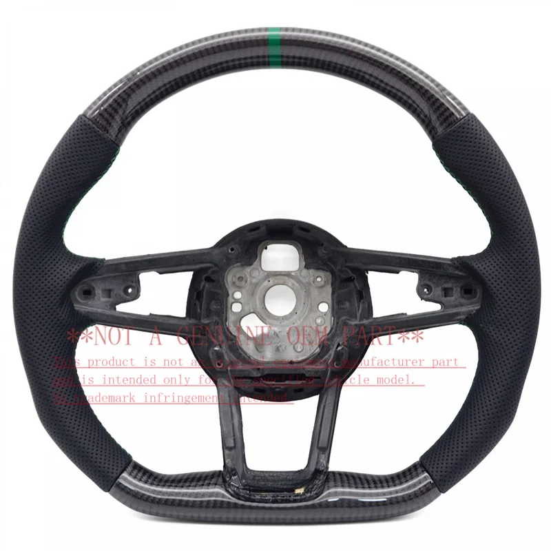 For Audi Steering Wheel Horn Cover TT Carbon Fiber Half Perforated Green Line Green Center Mark Modification Horn Shell