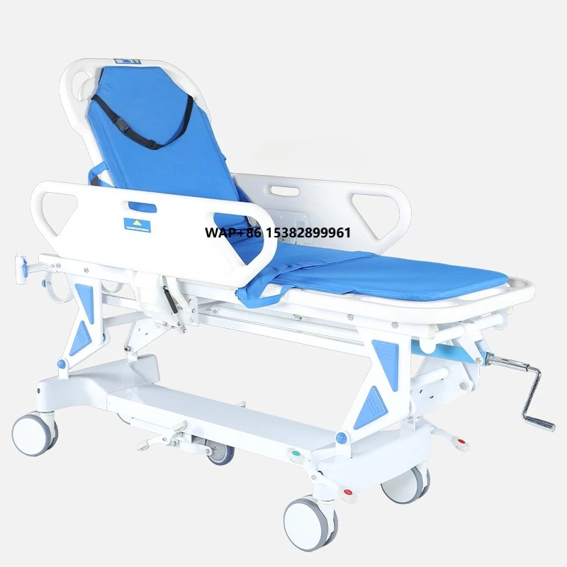 

Hospital Patient Transport Trolley Emergency Stretcher Cart with Wheels for Clinic Ambulance Patient Transfer