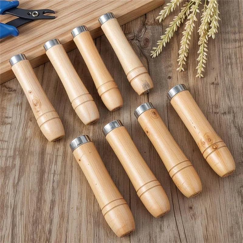 Fresh Medium& Large Wooden File Handle With Strong Metal Collars 10 Pcs Wood Handles For Screwdriver Hand Drill File Handle