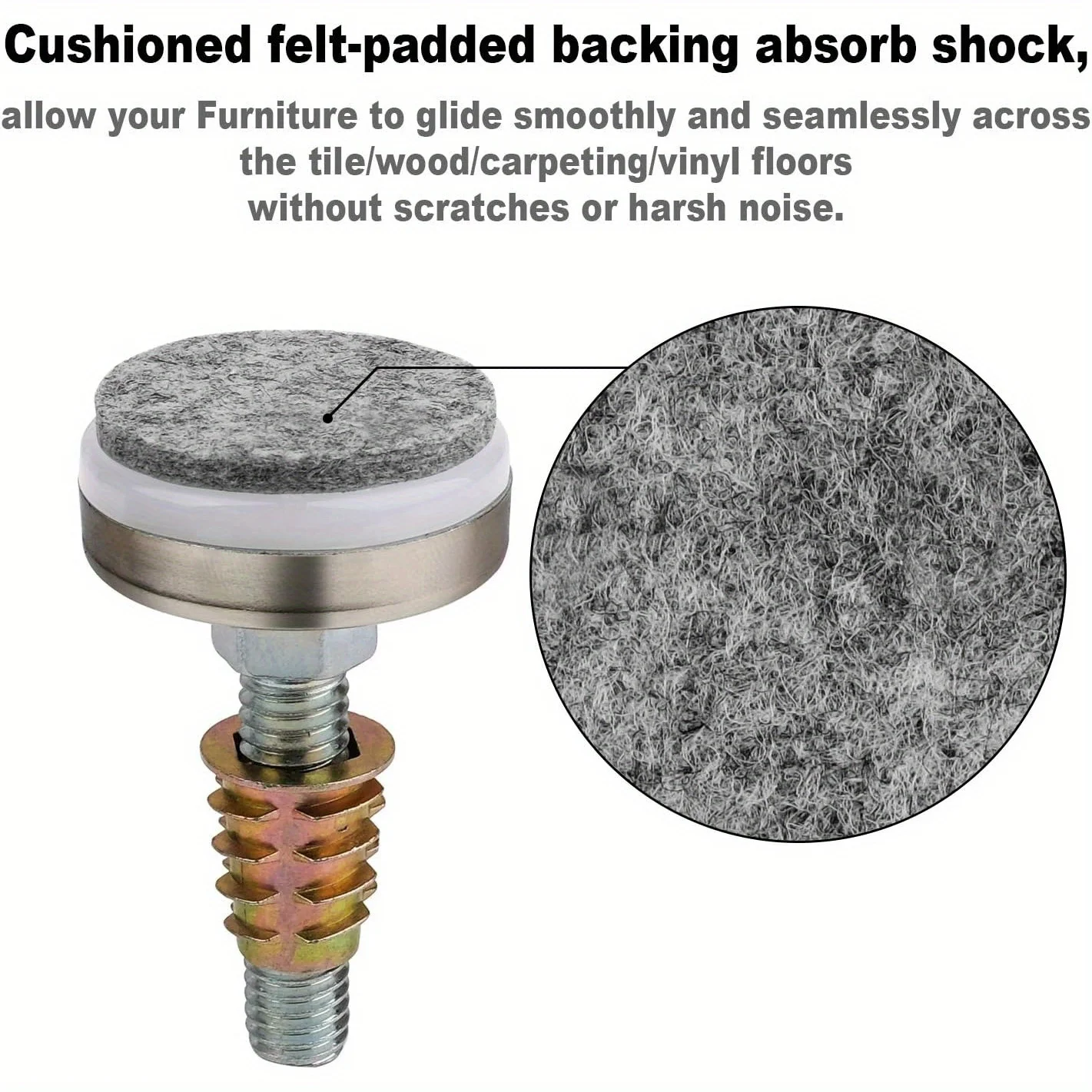 Pieds de Meubles Réglables, 8 Pièces, Support de 1320lb, Kit d'Écrou en T, Filetage 3/8-16