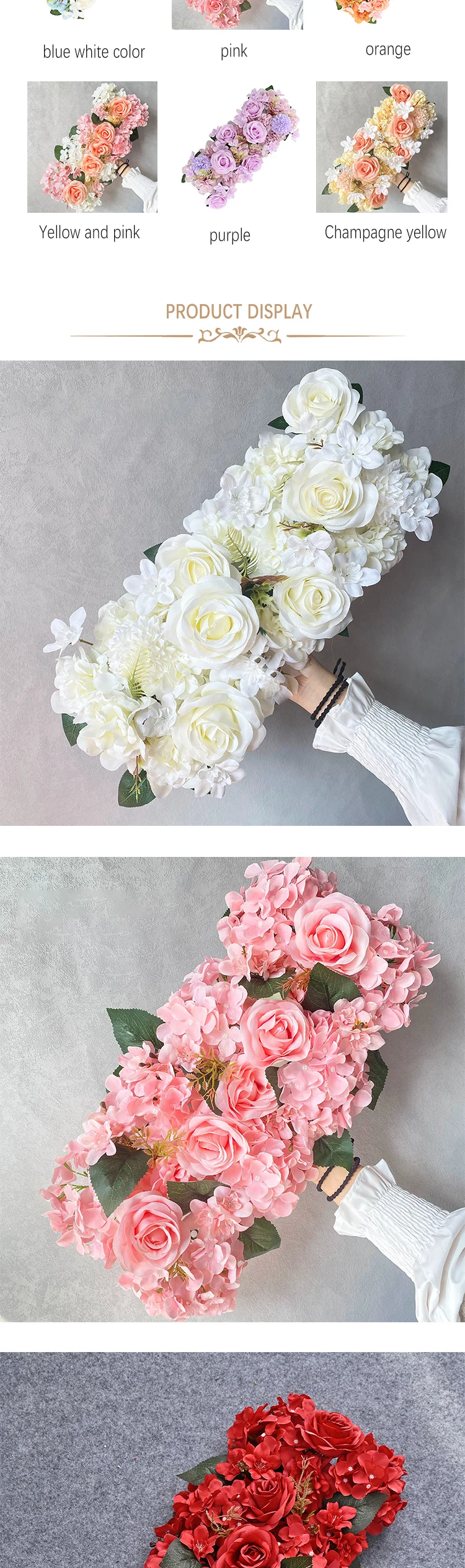 DIY Hochzeitsblumenwand-Dekoration Zubehör Seiden-Pfingstrosen Rosen Künstliche Blumenreihe Deko Hochzeitsbogen Hintergrund Arrangement – Detail 2