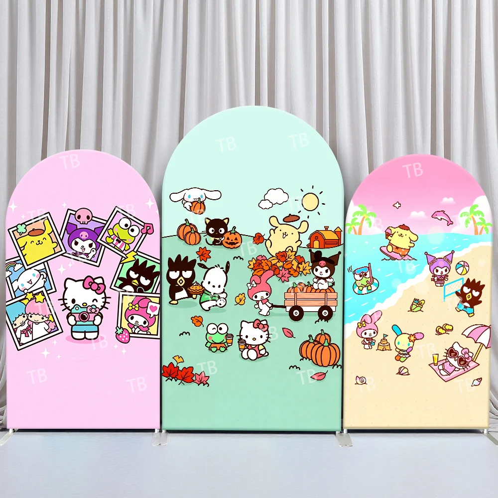 

Sanrio Characters Seasonal Style Arch Backdrop Cover Colorful Festive Scene For Kids Birthday Baby Shower Photo Booth Decor