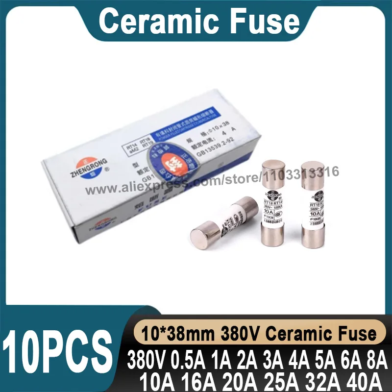 10 Stück 10x38mm Keramik sicherung 10*38mm 380V 0,5 A 1a 2a 3a 4a 5a 6a 8a 10a 16a 20a 25a 32a 40a Keramik sicherung ro15 rt18