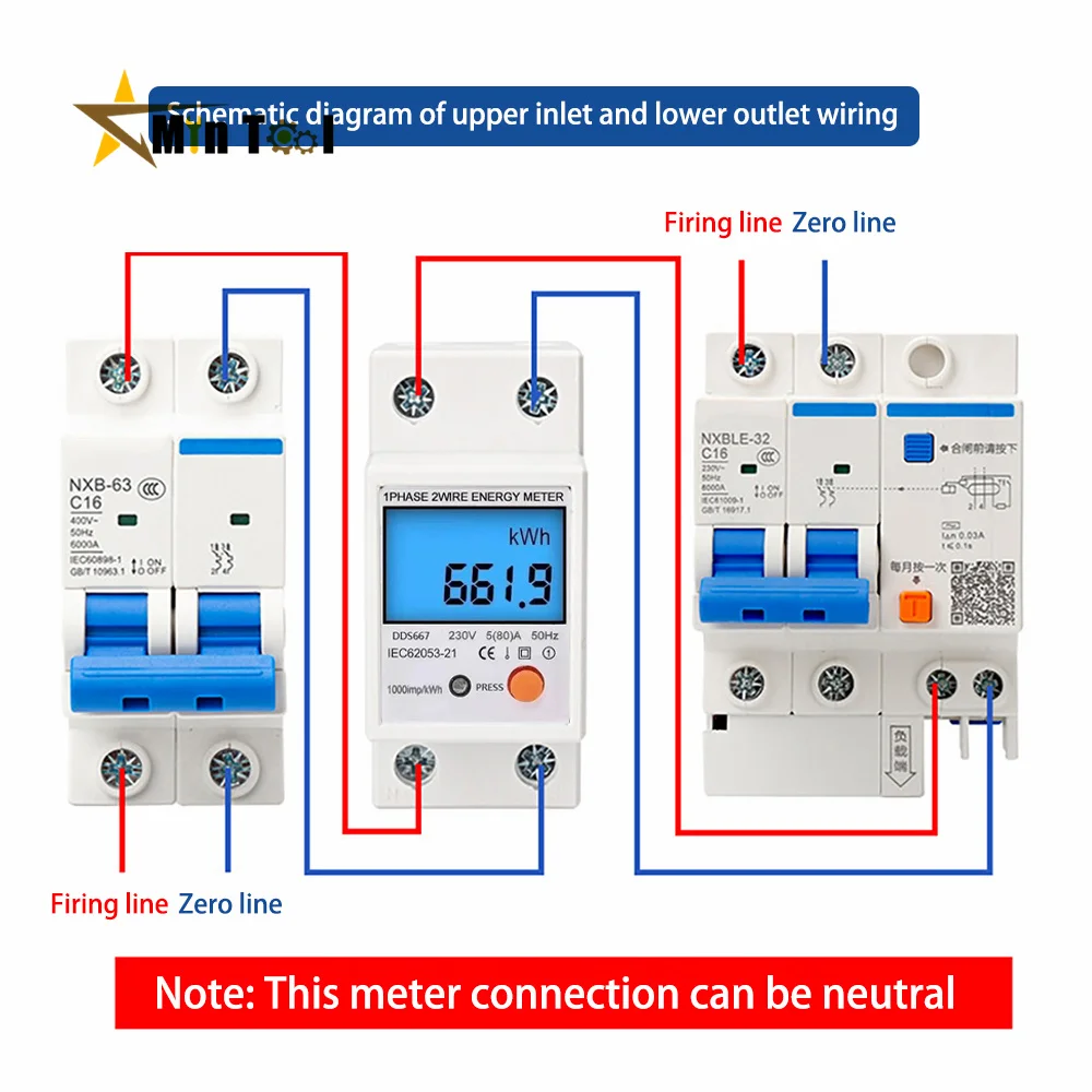 DDS667 Din Rail LCD podświetlenie cyfrowe jednofazowy licznik energii kWh moc licznik zużycia watomierz do narzędzie elektryka