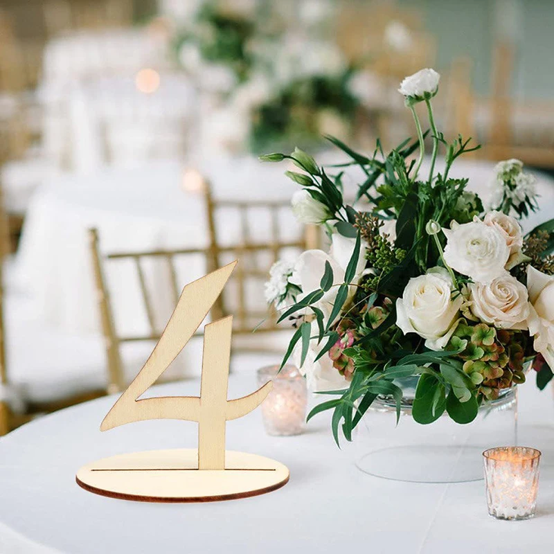 Tischnummern für Hochzeiten, elegante Tischnummern aus Holz für Hochzeitsempfang 1–20 mit Sockel für Dekoration, Party-Tischarrangements – Detail 9