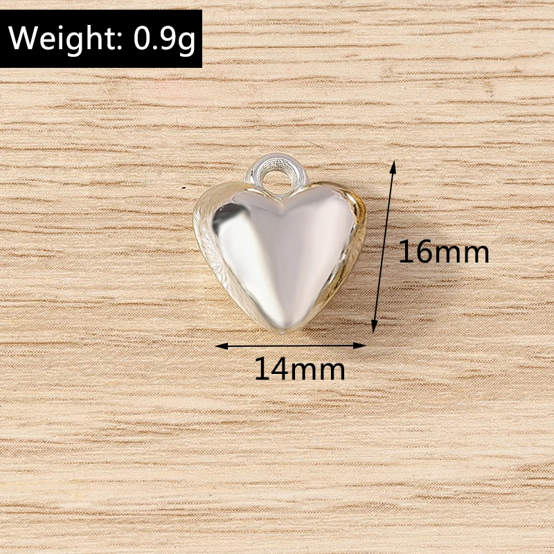 20 Stück 14 x 16 mm niedliche gold- und silberfarbene Liebesherz-Anhänger aus Legierung für die Schmuckherstellung, Ohrringe, Halsketten, Armbänder, DIY-Geschenke – Detail 1