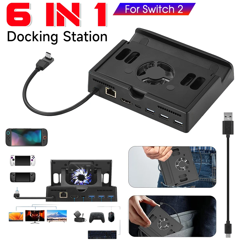 

Док-станция с двумя охлаждающими вентиляторами 2025 года для Switch2, оснащены двухскоростными охлаждающими вентиляторами на подставке для док-станции HDMI 4K, 60 Гц, 1400/1800 об/мин.