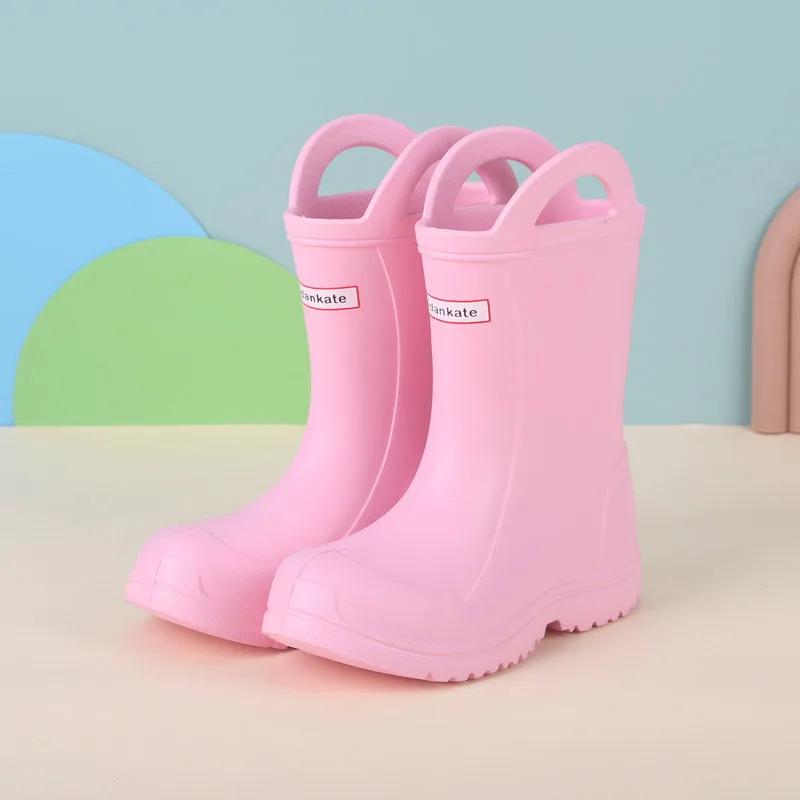 2025 New Solid Kids Rainboots Spring Autumn EVA Waterproof Boys Girls Rain Boots Soft Anti Slip Children Rain Boots
