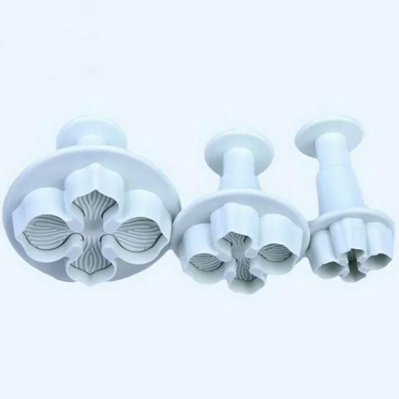 3Pcs/Set Silicone Hydrangea Fondant Cake Decorating Plunger Cutter Flower Blossom Mold Home Cake Tools