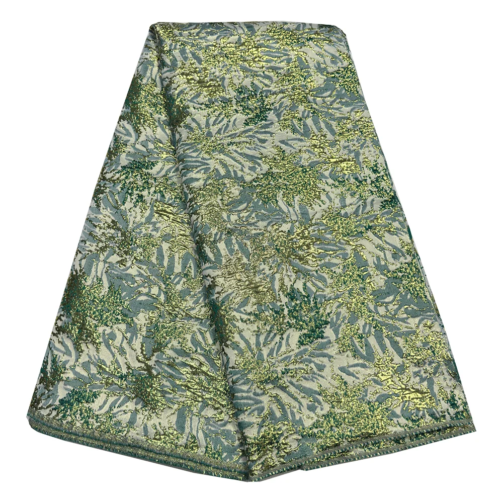 エレガントなジャカードフレンチブロケードレース素材 5 ヤード縫製ウェディングパーティードレス女性のためのアフリカの金色のブロケードレース生地