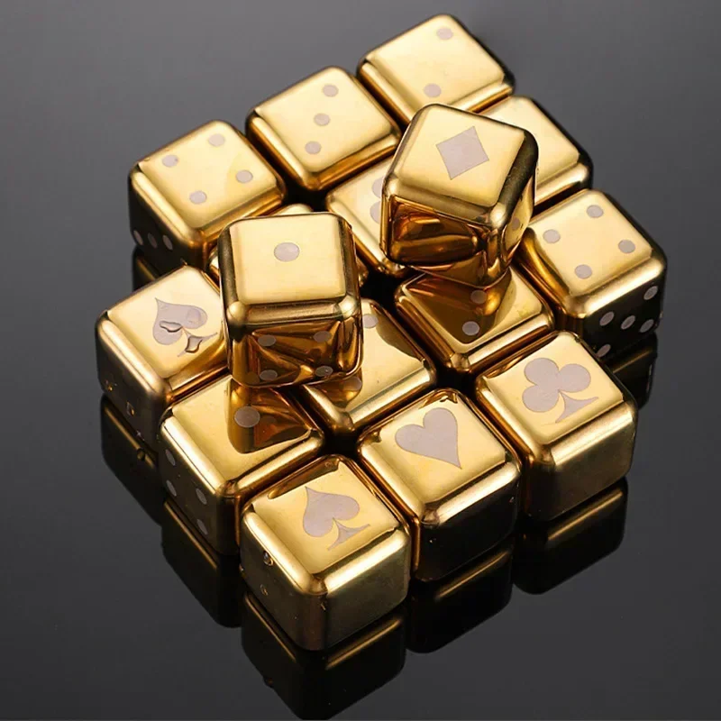 

80 sets of gold poker steel ice cubes
