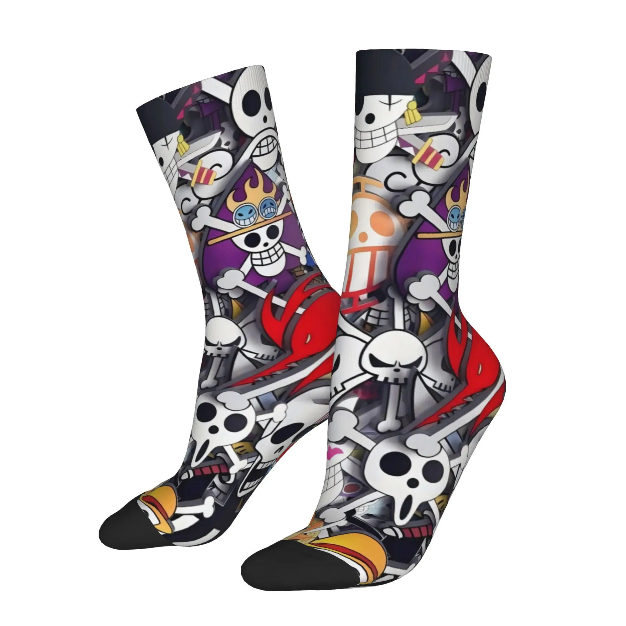 Funny Sock One Piece OP Symbol Harajuku Seamless Pattern Printed Men Socks Casual Men's Socks