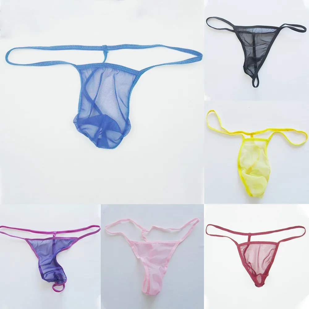 

Men Liquid Stretch Thong Gay Sissy Underwear See-through Mesh Erotic Hombre Cut Men's Triangular Panties Low Waist G Strings