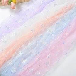 Mesh Bead Embroidery Fabric New Vertical Strip Snowflake Sequin Jewelry Womens Dresses Puffy Skirt Stage Cloth