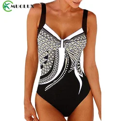 MUOLUX 2024 costume intero Sexy costume da bagno con controllo della pancia arricciato donna Vintage Solid Monokini Beachwear costume da bagno Plus Size