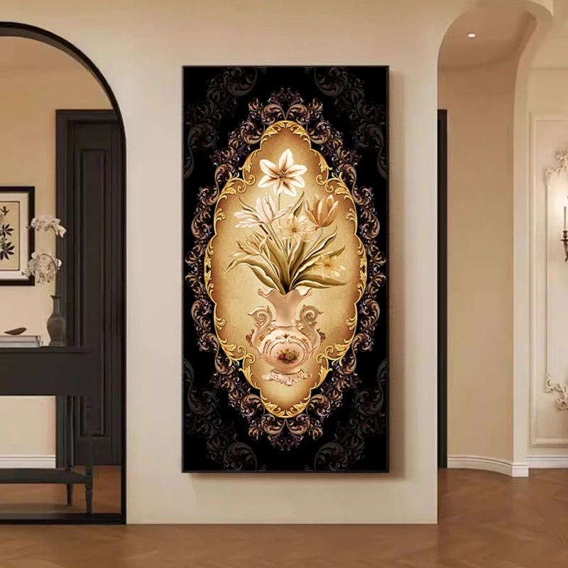 Retro Flowers LED Crystal Porcelain Wall Lamp For Living Room Entrance Corridor Hotel Study Home Decorations Lustre Mural Lights