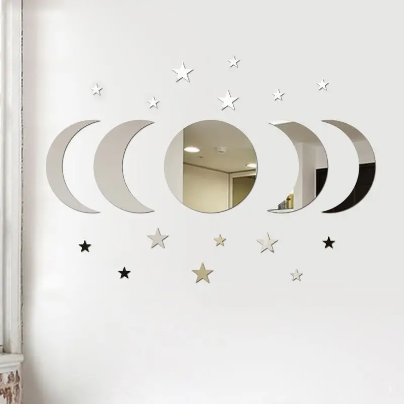 20 lentes de acrílico con forma de estrella y Luna para la decoración de paredes en salas de estar, dormitorios y otros lugares