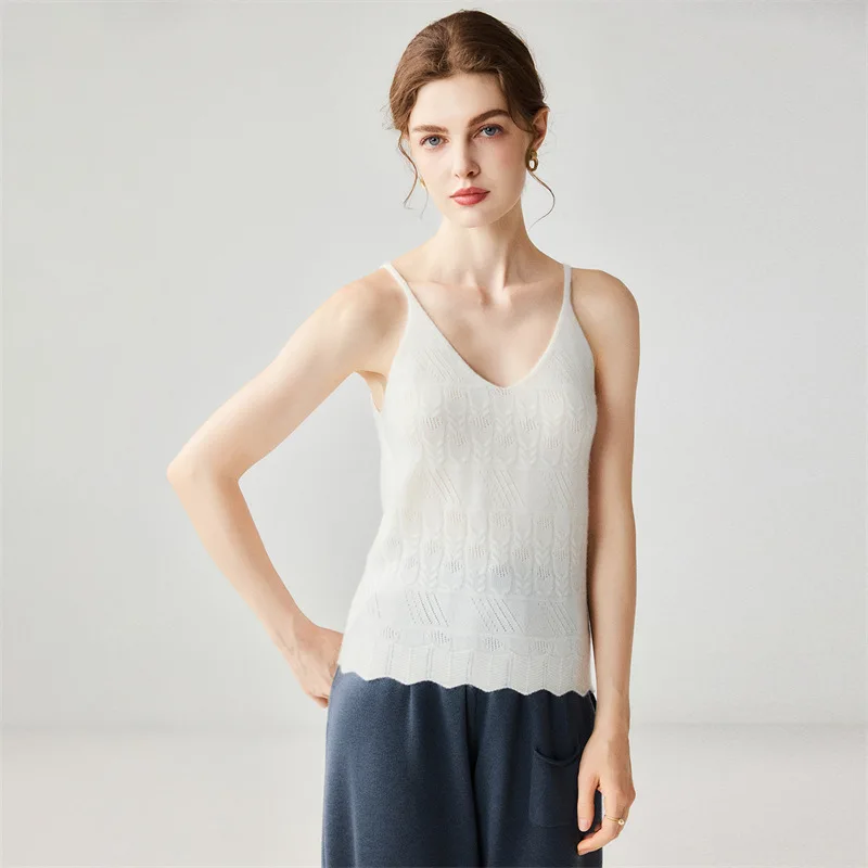 Winsleter-100%Cashmere Elegant Knit Sling Sweater, Thread, Women Daily Versatile Slim Thin Innerwear, 2026 Autumn New T69211CC
